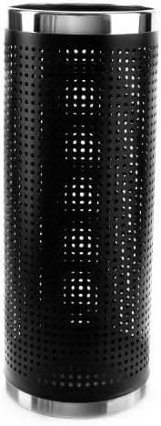 עמדת מטרייה איכותית של ברלסו, מחזיק מטריית צדדים מחוררים, מתכת גמורה שחורה, דגם BBM-S04