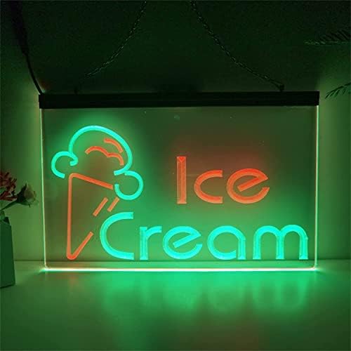 גלידת DVTEL LED שלט ניאון, תצוגת חנות תפאורה אורות לילה אורות ניאון אקריליים, קיר חלון תליית שלט זוהר,
