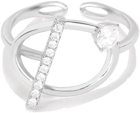 מעגל בר זירקון פשוט גיאומטרי טבעת סדיר אלגנטי נשים של עבודה יומית פתיחת מתכוונן טבעת-30869