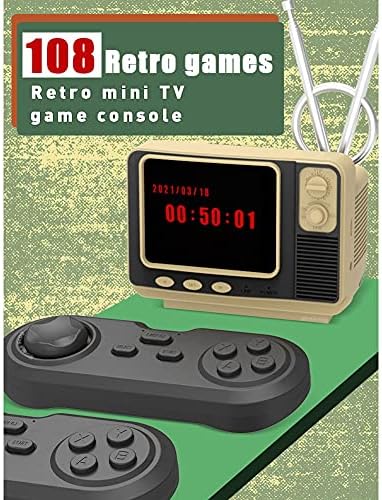 קונסולת משחקי טלוויזיה וידאו רטרו עם פונקציית שעון זמן ובקר כפול 2.4 גרם מובנה 108 משחקים עבור