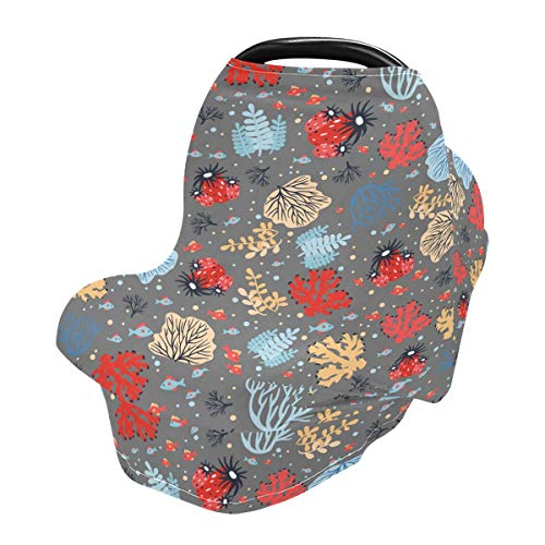 כיסויי מושב של מכונית לתינוק אלמוגים שטוחים - כיסוי עגלת עגלת קניות בכיסוי עגלות, חופה של מושב רב -שימושי,