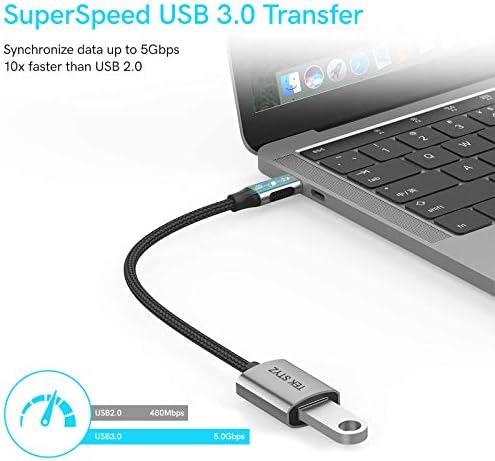 מתאם Tek Styz USB-C USB 3.0 תואם לכרטיסיית גלקסי של סמסונג A8 10.5 OTG Type-C/PD ממיר USB 3.0 נשי.