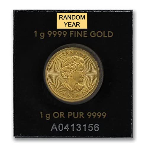 2014 - נוכח Ca 1 גרם .99999 קנדי ​​זהב קנדי ​​מטבע עלה מטבע מבריק ללא מחזור עם תעודת אותנטיות 50c bu