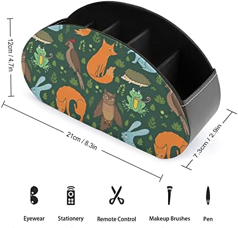 חיות יער חמודות מחזיק טלוויזיה מרחוק מחזיק ארגון אחסון עור PU עם 5 תאים למשרד שולחני