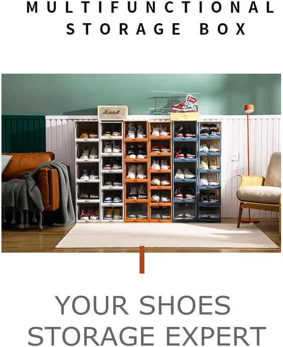 קופסאות אחסון נעליים של Alivehome נקה תיבות תצוגה של נעלי ספורט מתארחות מארגני נעליים מארגני נעליים ， 2 חבילה,