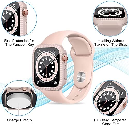 מארז אריזים של Ezco 3 עם מגן מסך זכוכית מחוסמת תואם לסדרת Apple Watch 6/SE/5/4 40 ממ 44 ממ,