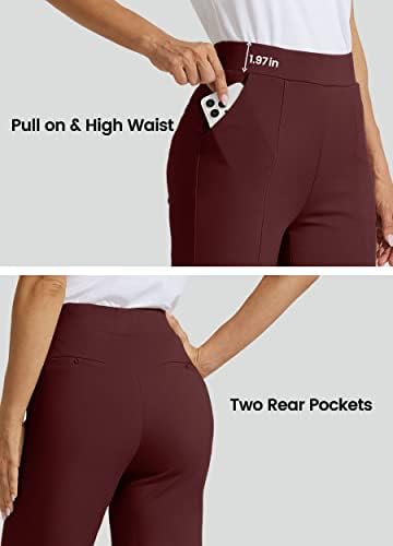 מכנסי קפרי מכנסיים של ויליט לנשים מכנסי יוגה רחב רגל רחבה מכנסי עבודה מזדמנים של קפריס מכנסיים מותחים