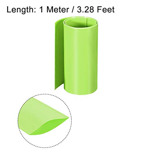 UXCell PVC חום צינור מכווץ 115 ממ גלישת רוחב שטוחה לשכבה כפולה 1 מטר ירוק