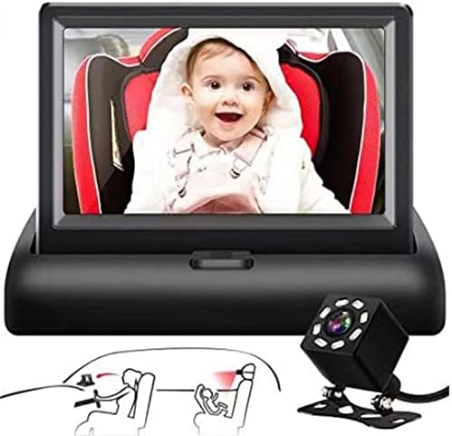 UW6M56 מראה מכונית לתינוק 4 3 '' HD ראיית לילה פונקצית מכונית מראה תצוגה מציגה מכונית בטיחות מושב מכונית