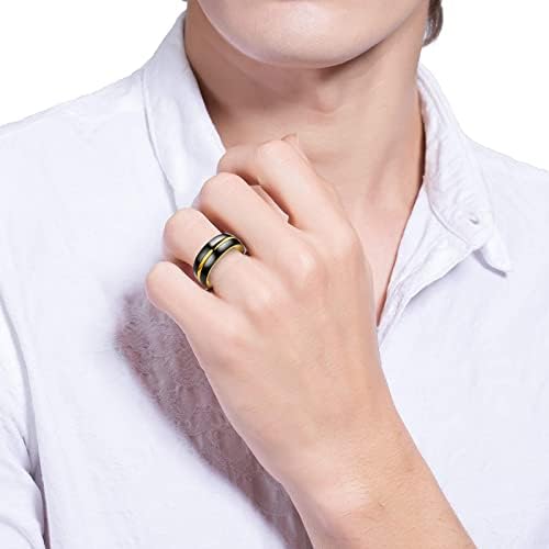 2023 חדש טבעת תכשיטי שני טון יד טיטניום זוג זהב פלדת טבעת שחור אופנה וטבעות שרף טבעות לנשים