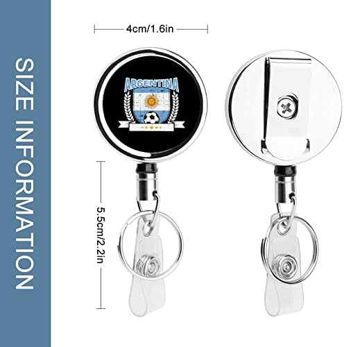 ארגנטינה כדורגל כדורגל תג מחזיק סליל עם חגורת קליפ מפתח טבעת נשלף מתכת שם מזהה כרטיס מחזיק