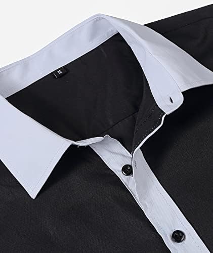 סוויסוול גברים של שמלת חולצה ארוך שרוול למתוח כפתור למטה צווארון מקרית חולצות עם כיס