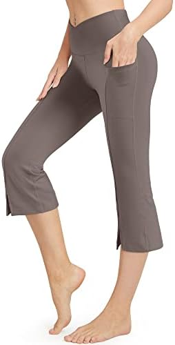 מכנסי קאפרי לנשים של G4Free עם כיסים חוצה מותניים חוצה מכנסי יוגה יוגה נמתחים חותלות יבול לאימון מזדמן