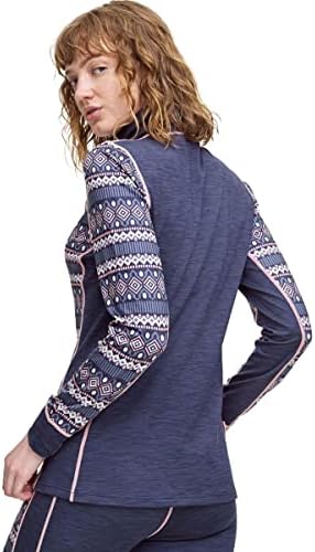 Kari Traa Lune Half Zip BaseLayer Top-Polyest תערובת מצוידת שרוול ארוך סרוג חולצה תרמית