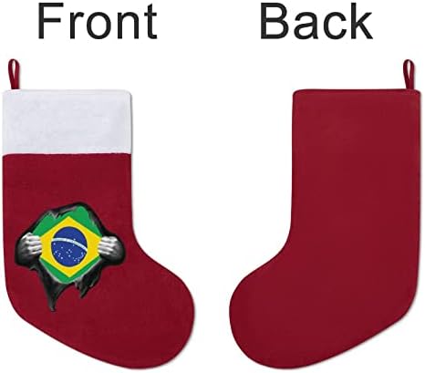 דגל ברזיל גאה חג מולד תלויים גרב סנטה חמוד לקישוט עץ חג המולד מתנות קישוטים