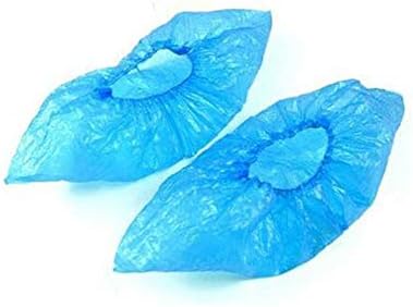 Xingzi 100 pcs כחול חד פעמי PE פלסטיק אטום אבק אבק אבק אבק כיסויי נעליים עם גומי עוטף נעל עטוף עוטף מגפיים מגפיים