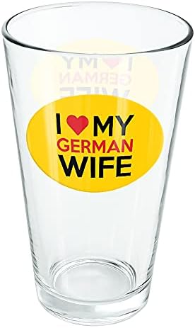 אני אוהב את אשתי הגרמנית 16 כוס ליטר עוז, זכוכית מחוסמת, עיצוב מודפס & מגבר; מתנת מאוורר מושלמת