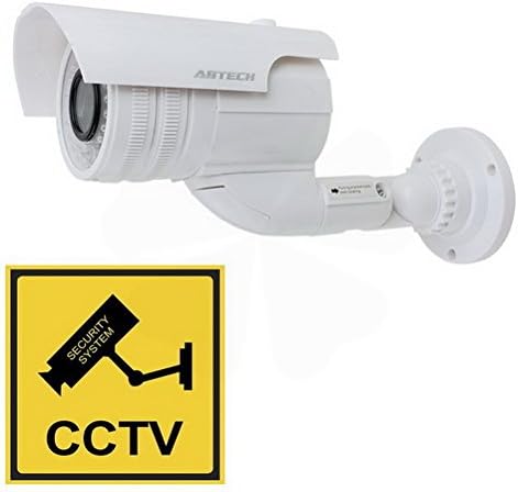 אקדח אקדח מעקב מזויף אבטחת CCTV CCTV מצלמת כיפת מקורה חיצונית עם תאורת LED אדומה מהבהבת AA סוללה