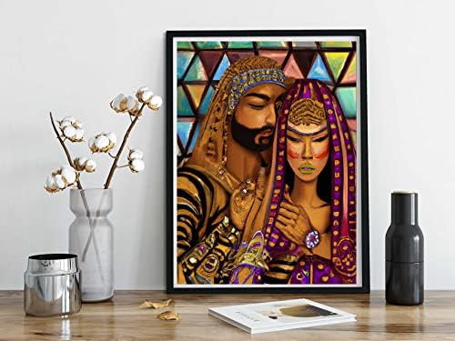 קאליוסי 5D ציור יהלום אפריקני שחור לפי ערכות מספר, צבע עם יהלומים ארטים גברים ונשים אפריקאים DIY מקדחה מלאה,