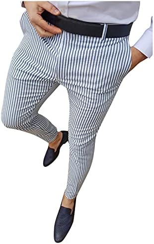 מכנסי חליפת פסים משובצים של דיאגו גברים מסוגננים מכנסיים עפרון וינטג