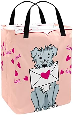 כלב נושך אהבה הדפסת מעטפה סל כביסה מתקפל, 60 ליטר עמיד למים סלי כביסה סל כביסה צעצועי אחסון לחדר שינה