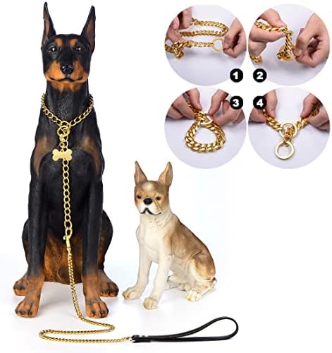 צווארון כלב שרשרת לכל החיים הליכה כבדה צווארון כלב זהב עם וו אבזם טבעת 10 ממ 18 קראט צווארון שרשרת קישור
