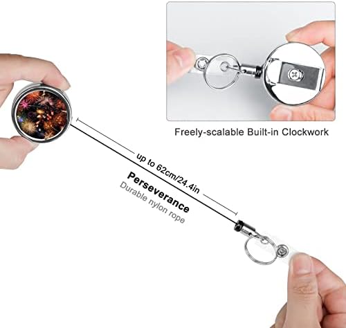 זיקוקין מתכת תג מחזיק סליל נשלף שם מזהה כרטיס מחזיק עם חגורת קליפ מפתח טבעת