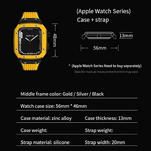 מארז שעון סגסוגת Houcy לסדרת Apple Watch 7 6 5 4 SE 45 ממ 42 ממ 44 ממ מתכת יוקרה גומי נירוסטה