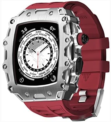 ערכת שינוי MAALYA לסדרת Apple Watch 8 45 ממ סדרה 7 45 ממ לוחית מתכת+רצועת גומי לסדרת IWatch 6 SE 5 4 44 ממ