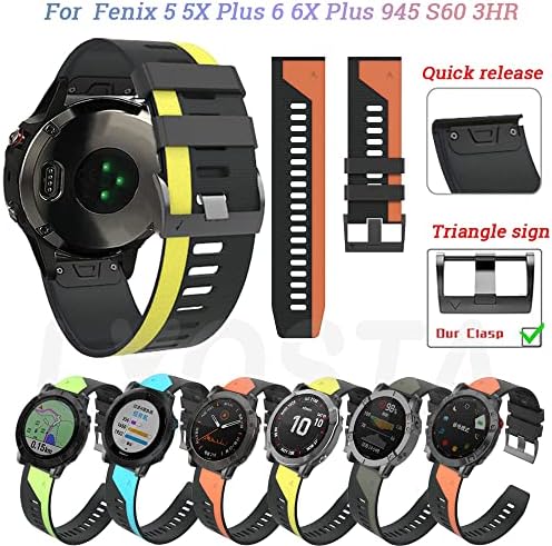 Kgdhb 26 22 ממ מהיר מתאים שעון שעון עבור Garmin Fenix ​​6x 6 Pro 5x 5 פלוס 3 HR 935 רצועות אנדורו סיליקון Easyfit