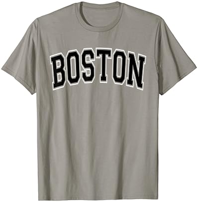 חולצת טריקו טקסט טקסט שחור בסגנון בוסטון