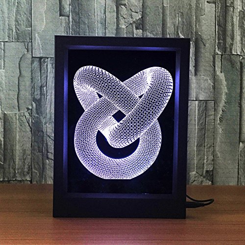Love Knot 3d לילה אור יצירתי מסגרת תמונה אקרילית 3D אשליה קיר מנורת קישוט קיר מנורת שולחן שולחן