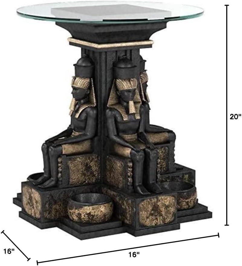 עיצוב טוסקנו רעמסס השני פיסול מצרי זכוכית-שולחן-סט של שני