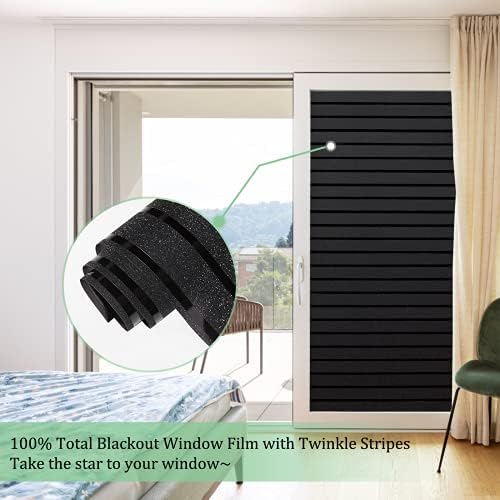 סרטון חלון Wiseeko Total Blackout: חסימת קלה חסימת חלון הכהה סרט לחדר שינה זכוכית משרד