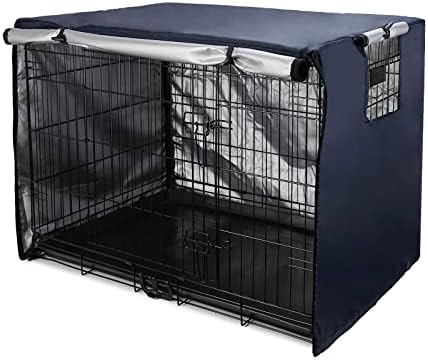 Senmortar כפול דלת כפולה כלב כיסוי חוט כלב כלוב כלוב כיסוי אטום למים עמיד קל משקל קל 420D פוליאסטר