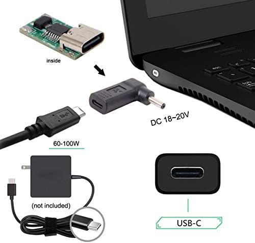 cablecc USB 3.1 סוג C USB-C ל- DC 19V מתאם PD Emulator Trigger 90 מעלות זווית