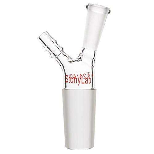 מתאם מדחום מזכוכית StonyLab, זכוכית בורוסיליקט 24/40 מתאם כניסת ואקום עם 10/30 חיבור צינור מפרק וצד צד חיצוני