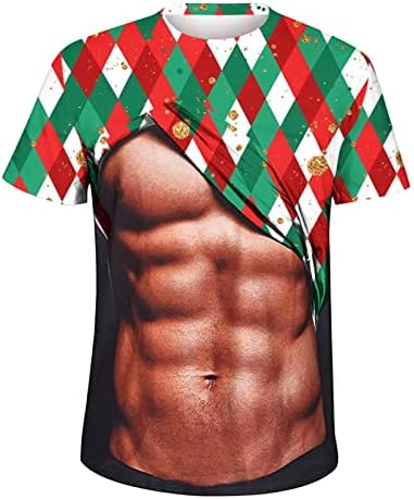 חולצות לגברים מצחיק חג המולד חולצה 3 הדפסת גרפי הדפסי מכוער חג המולד חולצות חולצה לגברים כושר חולצות