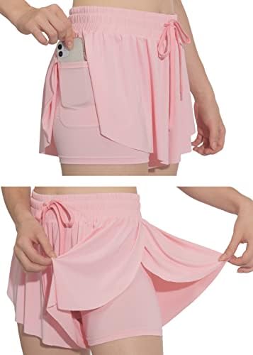מכנסיים קצרים זורמים של פרפרים לנשים לקיץ חצאית חמודה חמודה מכנסיים קצרים אימון אתלטי ריצה מכנסי
