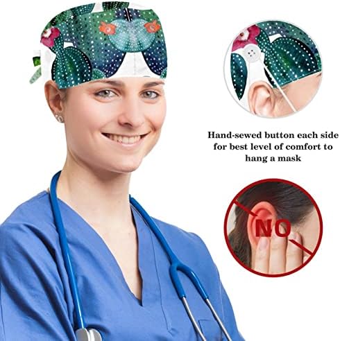 כובעים רפואיים מתכווננים כובע עבודה עם כפתורים ודגי חד קרן מקושקשים
