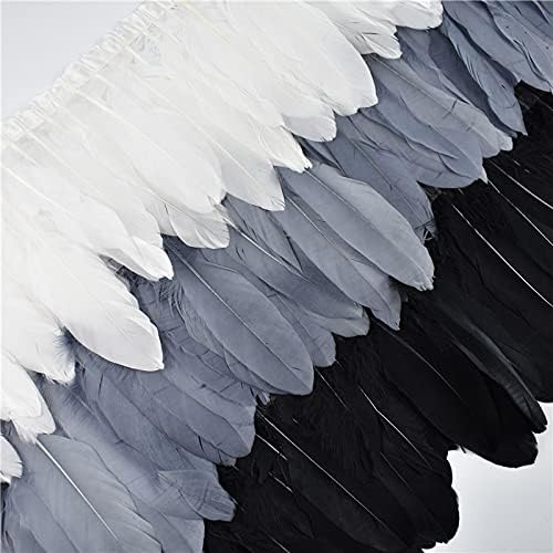 זמיחלה 2 מטרים צבוע צבעוני אווז נוצת לחיתוך אמיתי לבן אווזים נוצות על קלטת סרט פרינג 'שמלת סקריט עשה