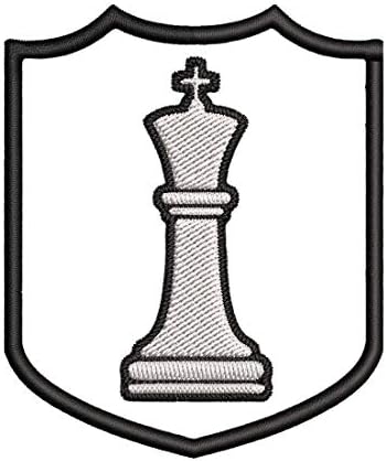 חתיכת שחמט לבן קינג רקום טלאי פרימיום DIY DIY ברזל או תפור גלאי דקורטיבי סמל מזכרת בגדי ציוד בגדים