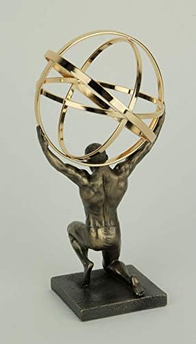 עיצוב Veronese 9 אטלס גבוה הנושא כדור שמיעתי פסל שרף יצוק קר עתיק גימור ברונזה גימור זהב כדור