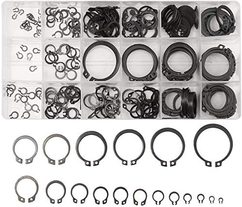 300 יחידות קליפים הצמד טבעת חנות מבחר שחור מכונת כביסה חומרה מעגל טבעת שמירה סט עבור מחברים 18 גדלים