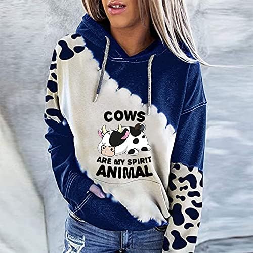 פרות רוחי הן סוודר גוש הצבעים של בעלי חיים, סוודר סוודר עם כיס שרוול ארוך טלאים טלאים טלאים עם סווטשירט