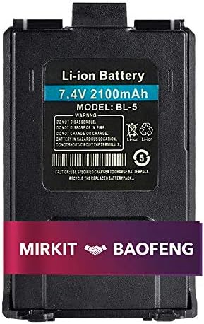 Mirkit Baofeng סוללה Bl-5 Li ion 7.4V 2100mAh לרדיו דו כיווני רדיו UV-5R V2+ BF-F8HP נטענת סוללות מורחבות,