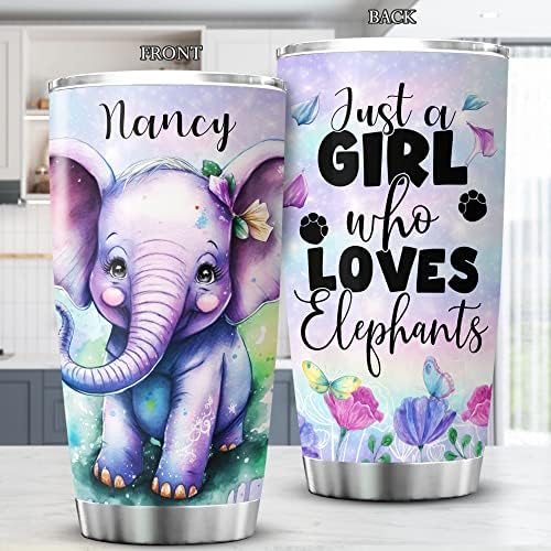 כוס קויסה בהתאמה אישית רק ילדה שאוהבת פילים פרחים פרחים חמוד מתנות עם נושא נושא מבודד כוס קפה מפלדת