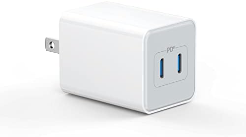 20W+40W USB C חסימת מטען קיר, יציאה כפולה PD+מתאם כוח מהיר של QC, סוג C טעינה תקע קוביית לבנים