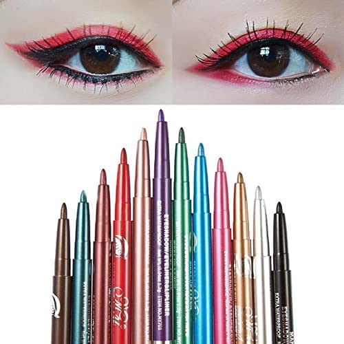 12 יחידות צבעוני עיפרון גבות אייליינר גבות ליפ ליינר עיפרון עט איפור קוסמטי סט ערכת כלי
