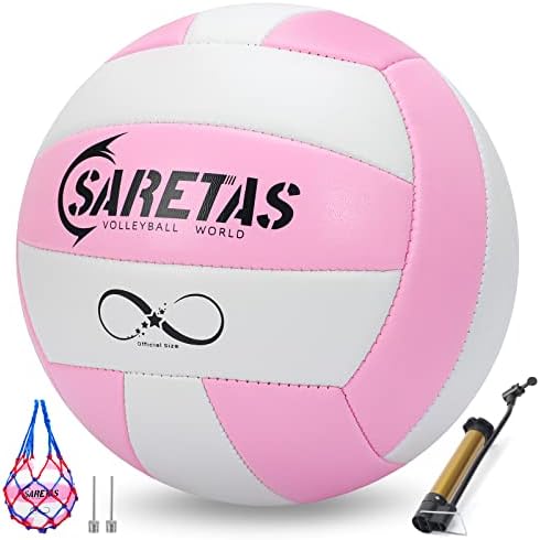 Saretas כדורעף רך כדורעף חוף כדורעף גודל רשמי למשחק חיצוני/מקורה, כדורי מטח צבעוניים לבני נוער נערות וילדים,